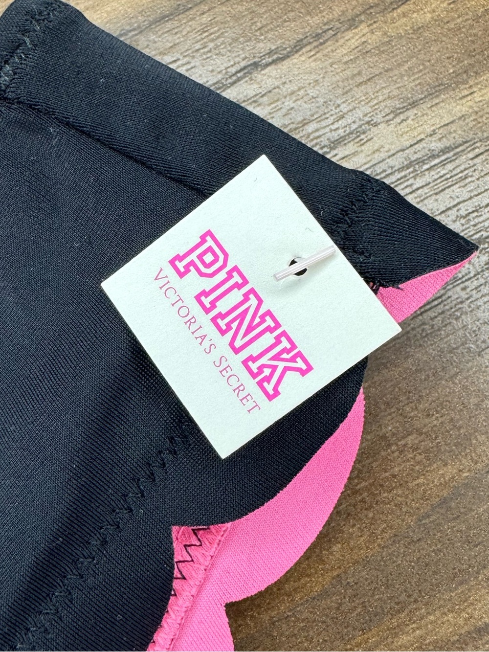 Pink by Victorias Secret Womens Pink Black Scalloped Edge Bikini Bottoms Small - Picture 6 of 7